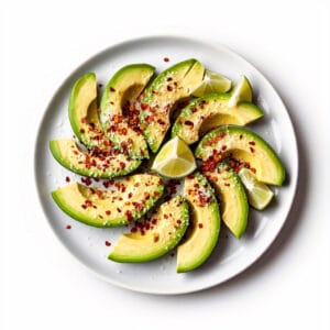 What Seasonings Go Well With Avocado? 1 Avocado slices topped with lime, salt, and chili flakes