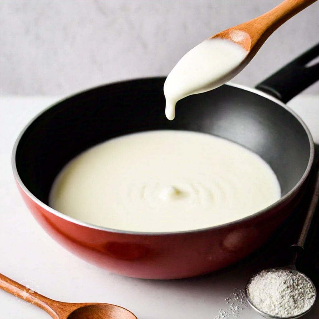 Cornstarch being mixed into an ice cream base.