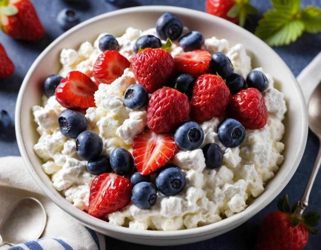 Cottage cheese with berries and fruits