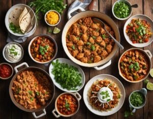 Delicious and Easy Ground Chicken Recipes for Every Occasion 1 A variety of ground chicken dishes on a table.