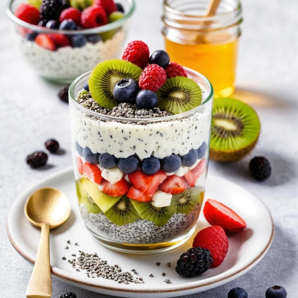 Cottage cheese with chia seeds and honey