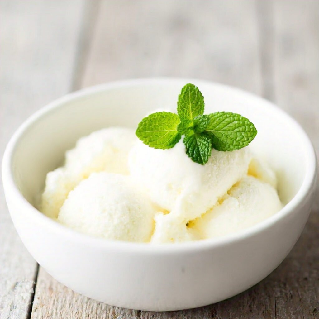 Homemade Vanilla Ice Cream in a Bowl