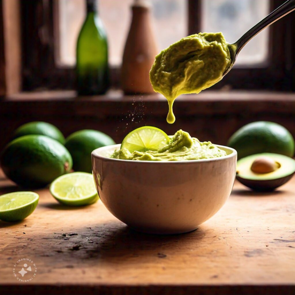 Avocado spread with lime to avoid browning