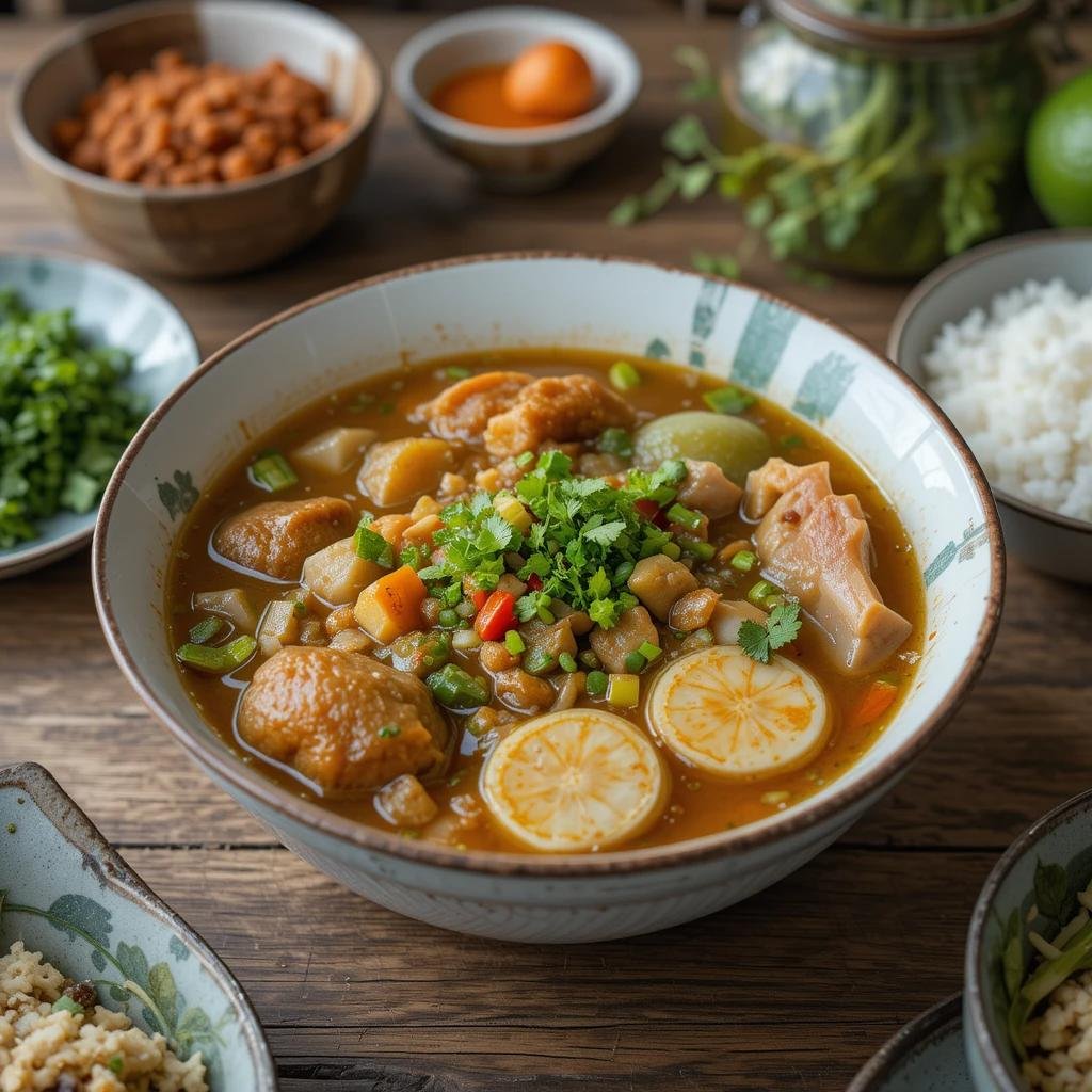 A perfectly prepared bowl of sinigang ready to serve