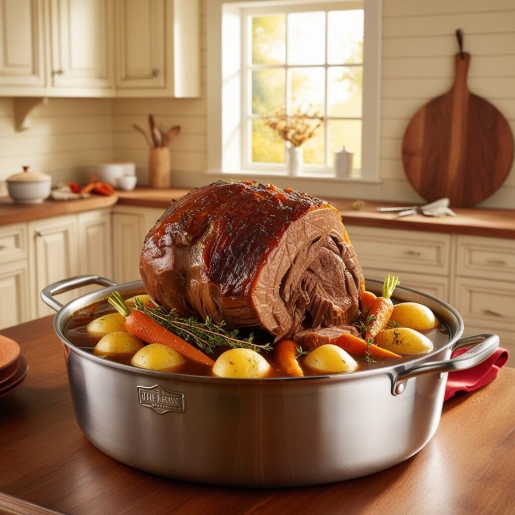 Slow-cooked pot roast with vegetables