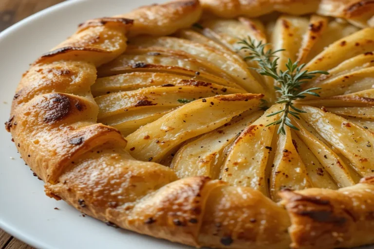 The Ultimate Guide to Making a Perfect Potato Galette 7 Golden, crispy potato galette served on a white plate.