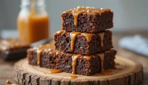 Freshly baked salted caramel brownies