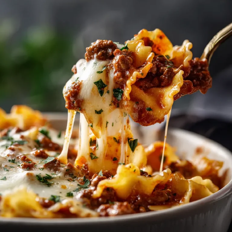 Crockpot Lasagna Soup: A Cozy Weeknight Favorite 3 Spoonful of cheesy lasagna soup showing noodles, beef, and sauce in rich detail
