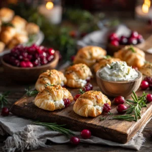 Cranberry Cream Cheese Crescent Bites holiday platter