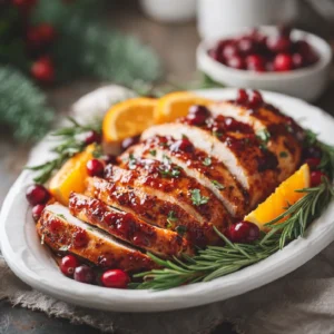 Cranberry Orange Glazed Turkey Breast holiday centerpiece