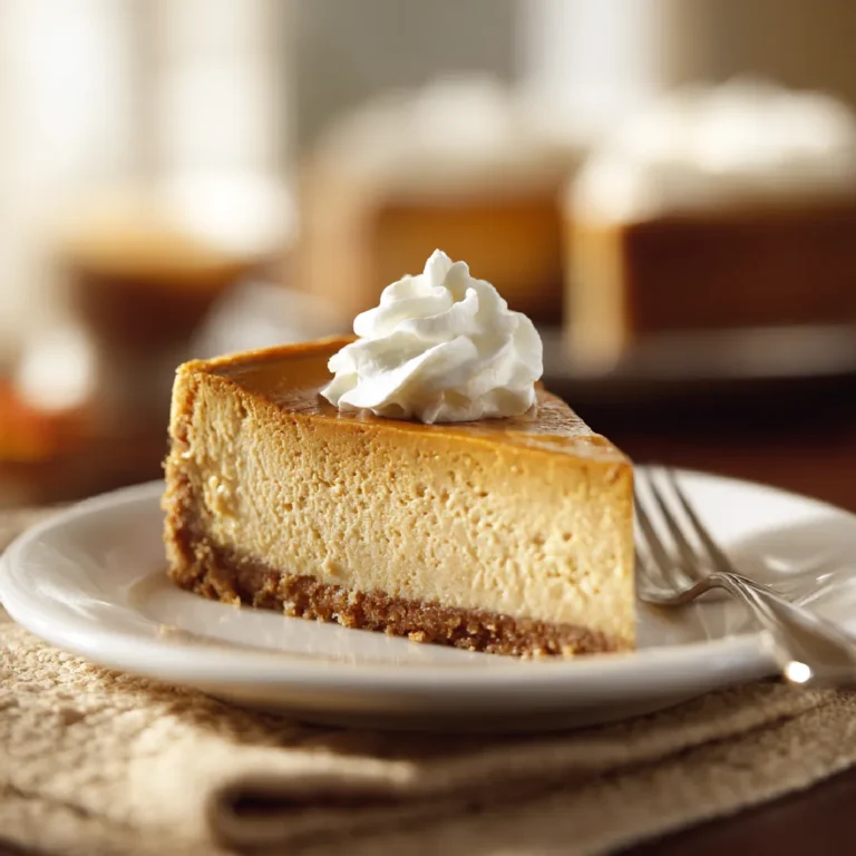 Pumpkin Pie Cheesecake: A Creamy Holiday Favorite 3 Slice of pumpkin pie cheesecake with toppings