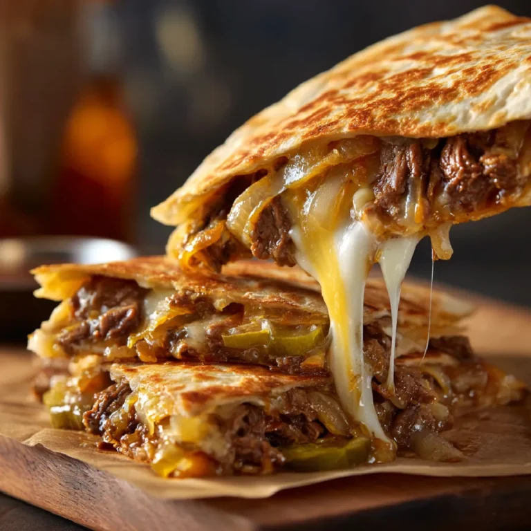 Smashburger Quesadillas: A Cheesy Burger Twist You’ll Love 3 Melted cheese stretching from a pulled-apart smash burger quesadilla.