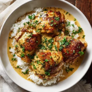 Smothered Chicken and Rice comfort meal