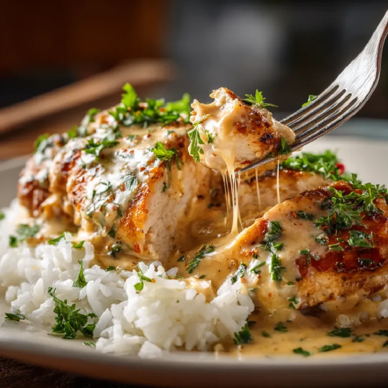 Smothered Chicken and Rice: A Comfort Classic Worth Sharing 3 Close-up of smothered chicken and rice with creamy gravy.