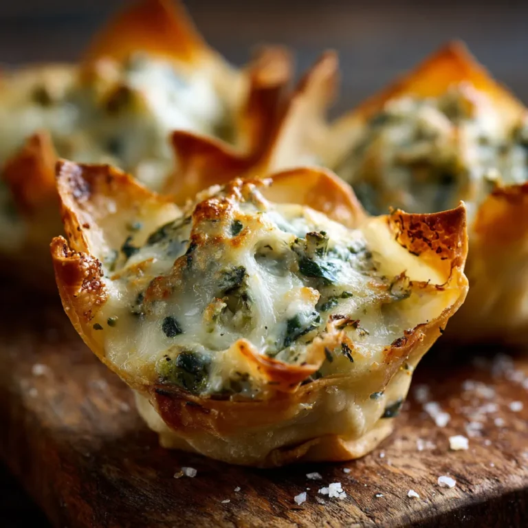 Spinach and Artichoke Wonton Cups: The Perfect Bite-Sized Appetizer 3 Cheesy spinach artichoke dip inside a crispy baked wonton cup