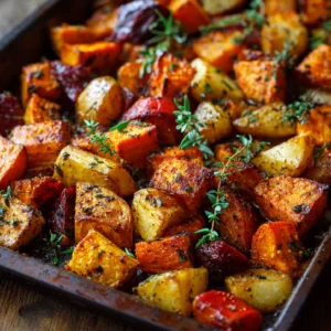 Roasted Sweet Potatoes with Cinnamon and Honey on tray