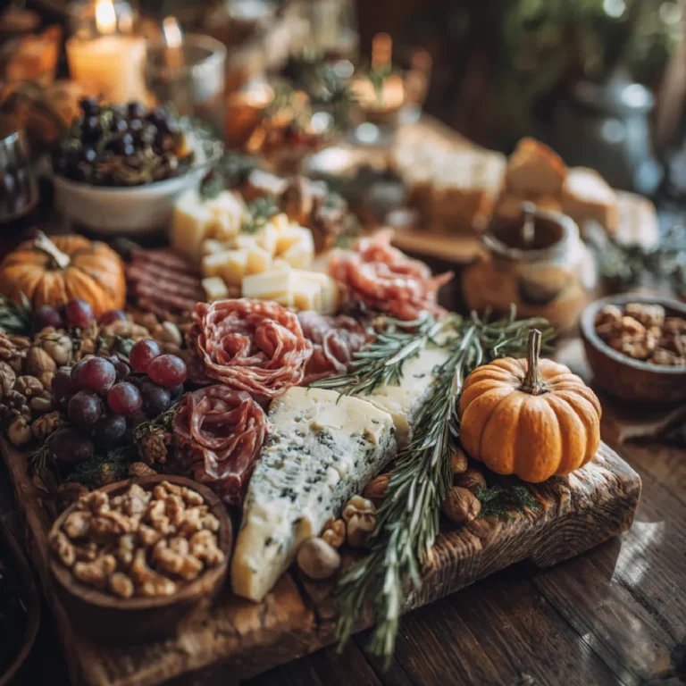Thanksgiving Charcuterie Board: A Festive Feast to Share 3 Finished Thanksgiving charcuterie board served at holiday table