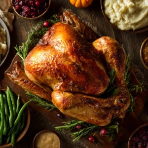 Thanksgiving roast turkey on holiday table