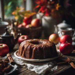 Apple Cider Cake on rustic table