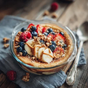 baked protein pancake bowl with berries