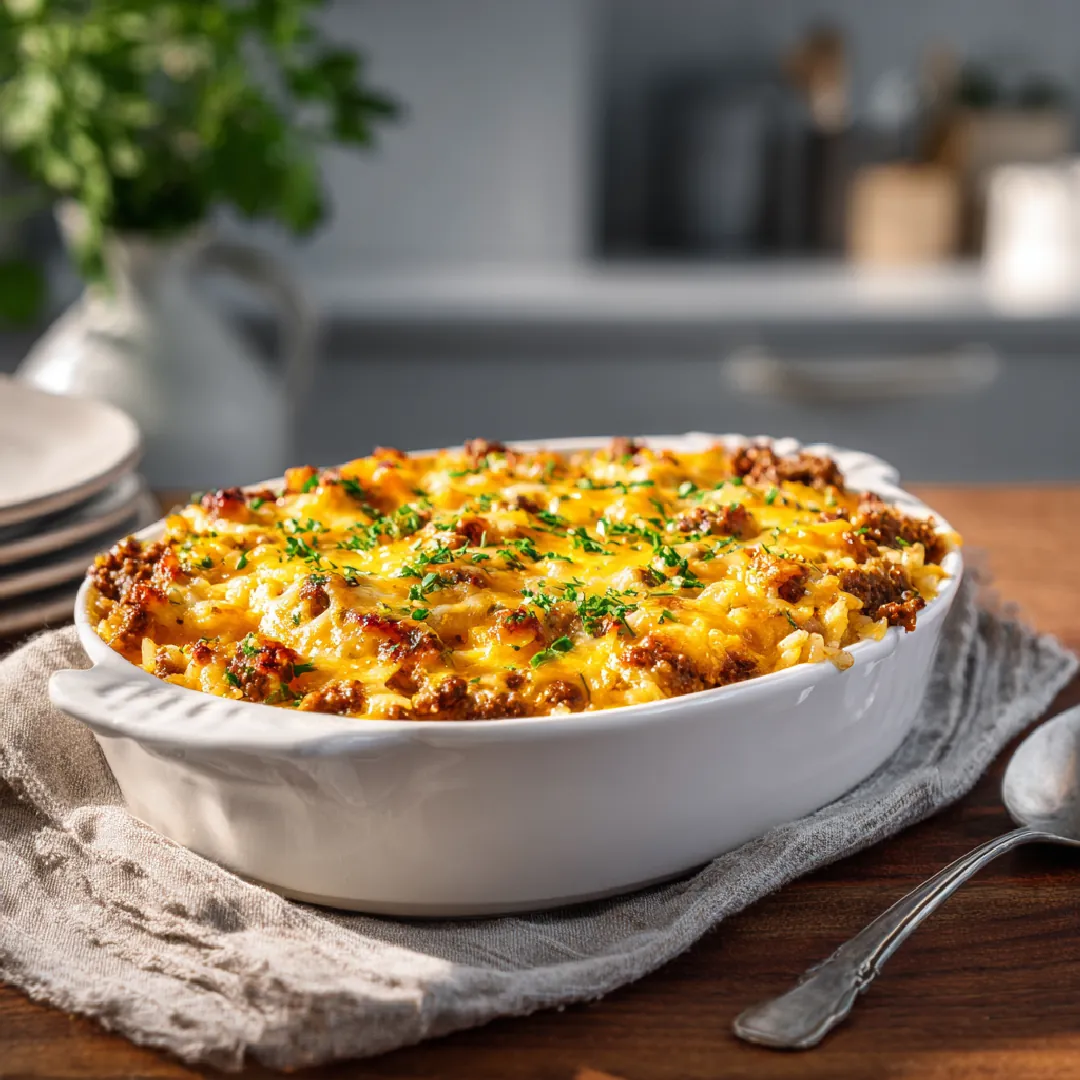Cheesy Hamburger Rice Casserole: A Comforting Family Favorite