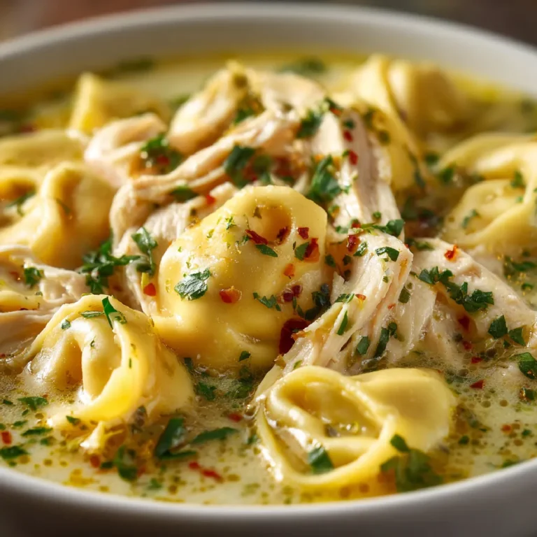Chicken Tortellini Soup: A Comforting Italian Classic You’ll Crave 3 close-up over bowl of creamy herb chicken tortellini soup