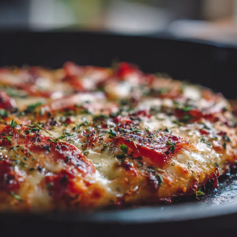 Pizza Eggs: A Comforting, Cheesy Breakfast You’ll Love 3 Extreme close-up of golden-brown pizza eggs with fresh herbs