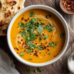 Sweet Potato Soup: Creamy Comfort in Every Spoonful 2 Creamy sweet potato soup in rustic bowl with sage garnish