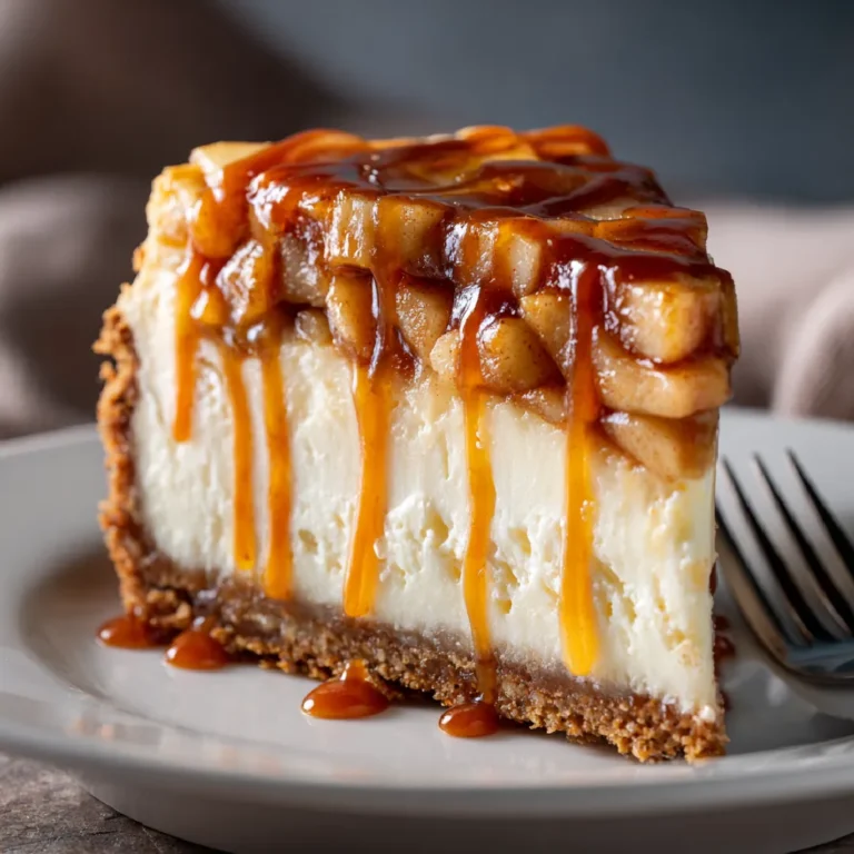 Salted Caramel Apple Pie Cheesecake: A Decadent Fall Dessert You’ll Remember 3 Rich cheesecake slice with golden crust and gooey caramel drizzle