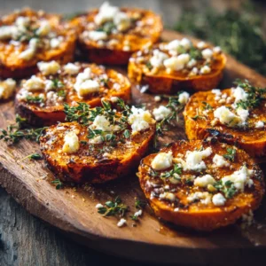 Honey Feta Sweet Potato Rounds: The Perfect Sweet & Savory Bite 2 Honey Feta Sweet Potato Rounds appetizer on rustic plate