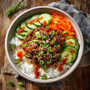 Korean Ground Beef Bowl served over rice