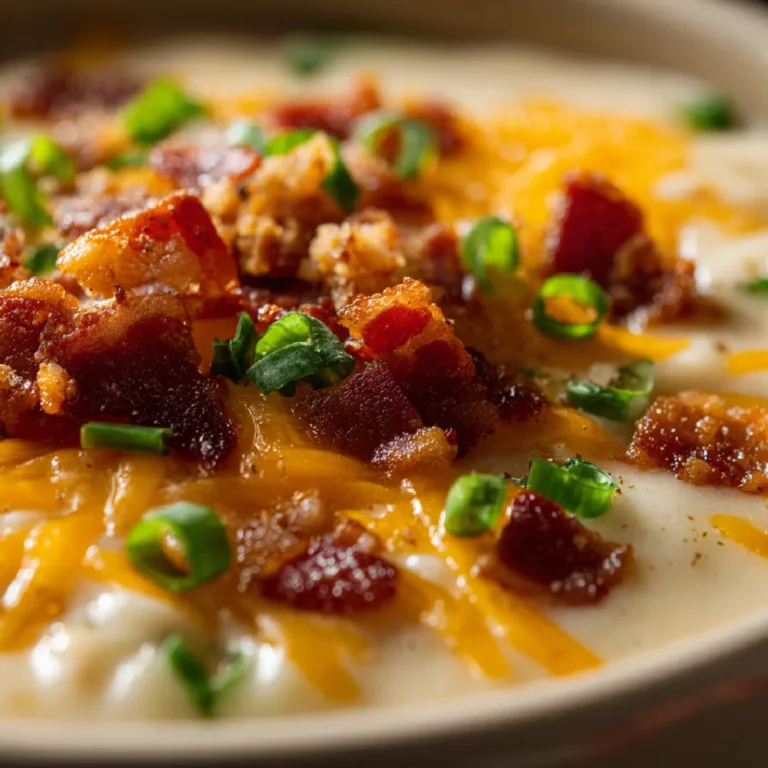 CrockPot Crack Potato Soup: Creamy Comfort Made Simple 3 Closeup of crockpot crack potato soup with melty cheddar and crispy bacon