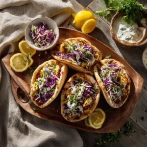 Sheet Pan Chicken Pitas with Herby Ranch and slaw