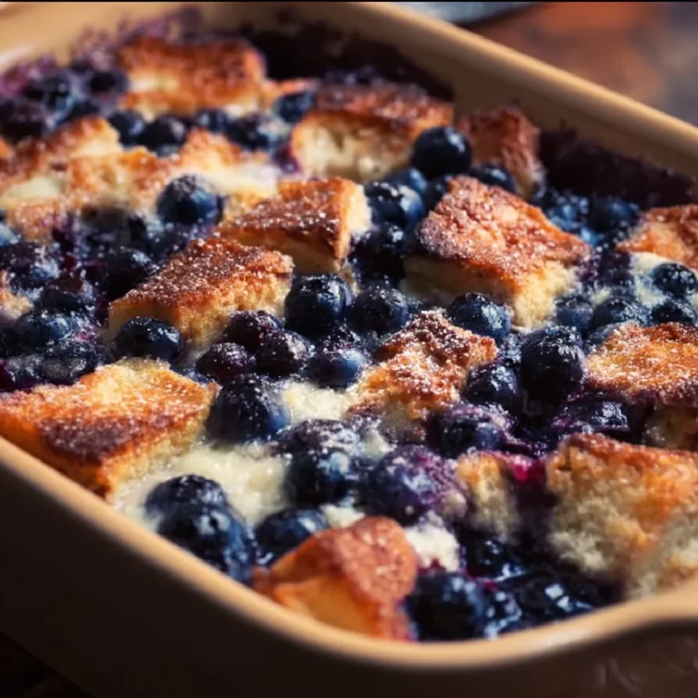 Blueberry French Toast Casserole: The Cozy Make-Ahead Breakfast You’ll Crave 3 Close-up of blueberry French toast casserole