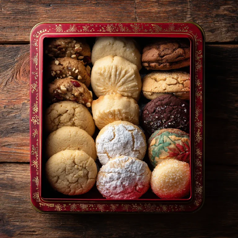Christmas Cookie Box: A Delicious Holiday Gift from the Heart 3 Christmas Cookie Box filled with festive cookies on a rustic holiday table