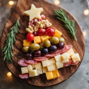 Christmas Tree Shaped Charcuterie Board holiday display