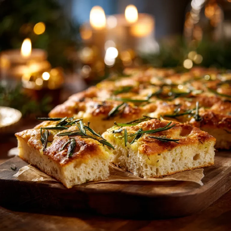 Christmas Tree Focaccia: A Festive Bread That Feels Like Holiday Magic 3 Served Christmas Tree Focaccia slices on wooden board