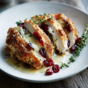 Sliced Cranberry Brie Stuffed Chicken