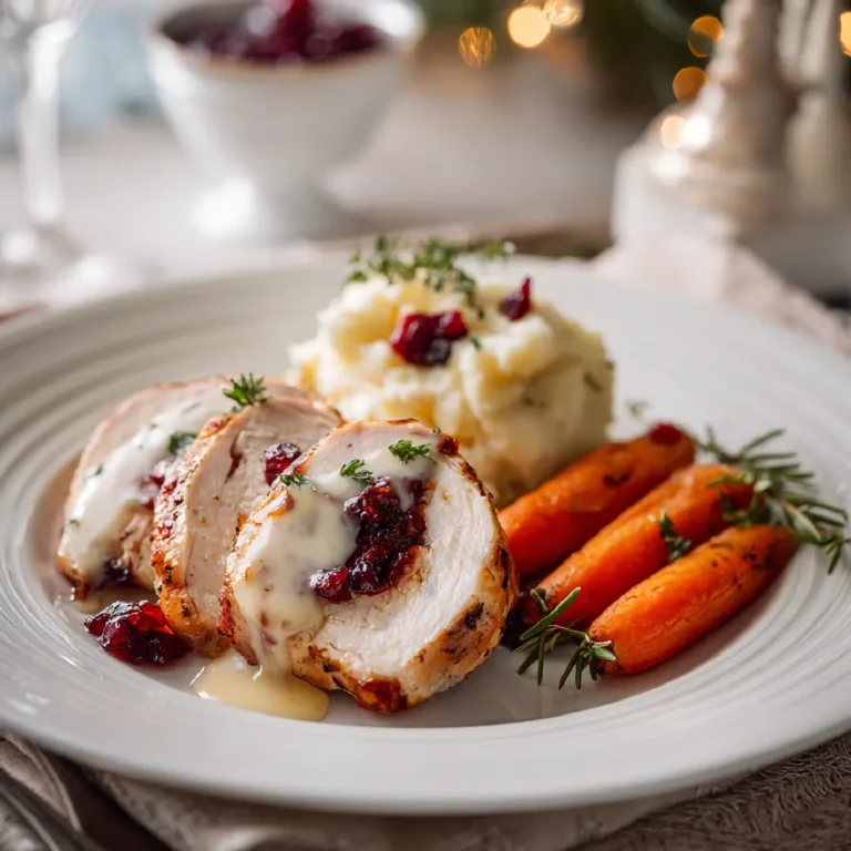 Served Cranberry Brie Stuffed Chicken dinner