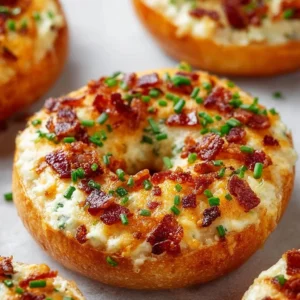Delicious creamy bacon cheddar bagels fresh out of the oven
