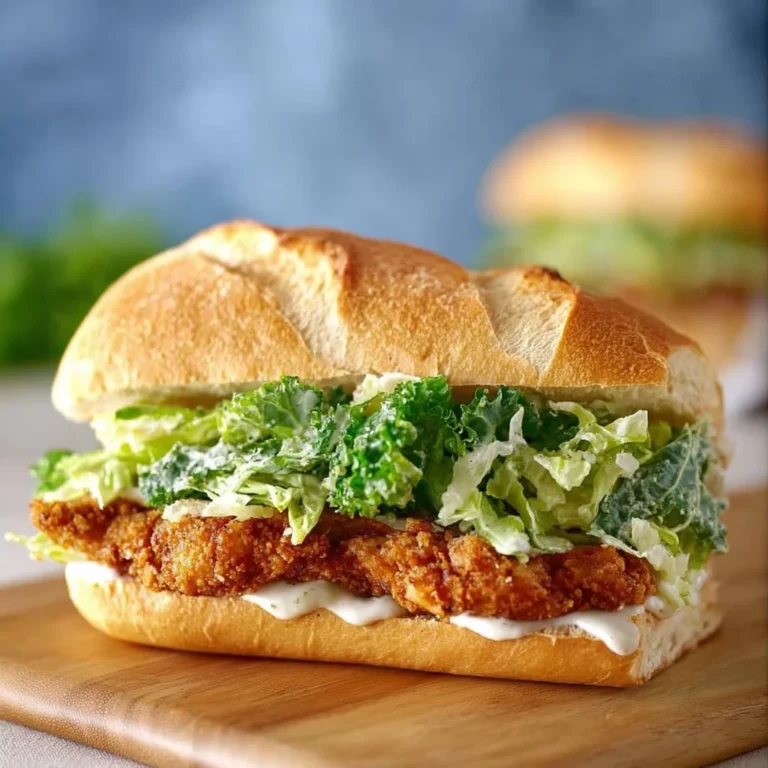Crispy Chicken Caesar Sandwich with lettuce and dressing