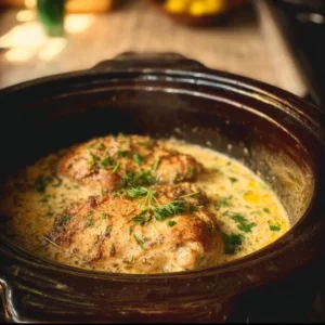 Delicious Crock Pot Angel Chicken recipe with creamy sauce and tender chicken.