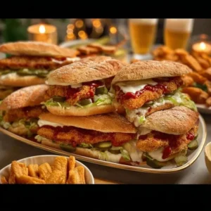 Dynamite Chicken Buns with spicy filling served in soft buns.