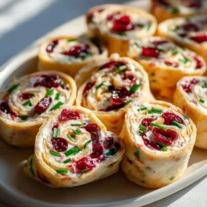 Delicious Christmas Cranberry Roll Ups made with festive ingredients