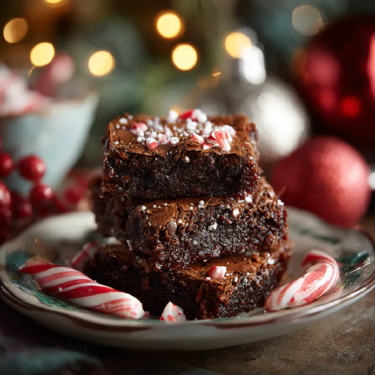 Served Frosted Christmas Brownies with cocoa and candy canes