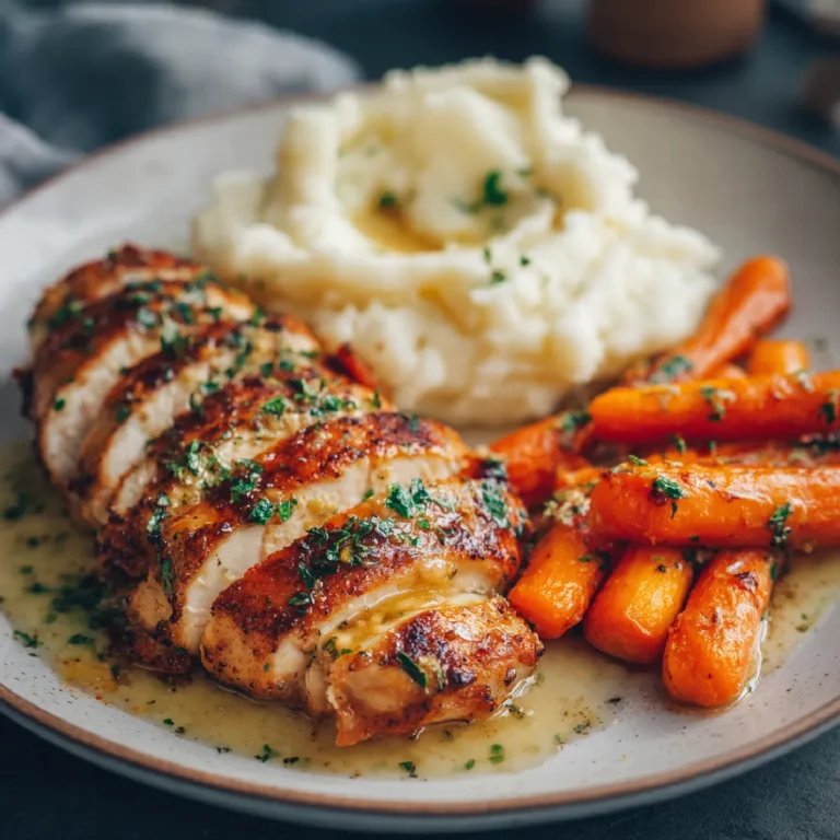 Garlic Butter Baked Chicken Breast: Juicy, Flavorful & Simple to Make 3 Sliced Garlic Butter Baked Chicken Breast served with mashed potatoes