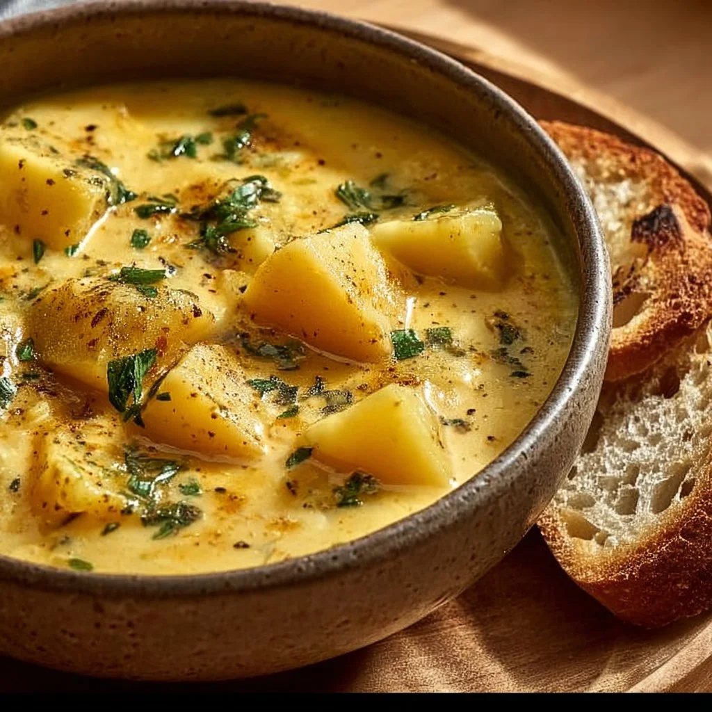 Hearty Cheddar Garlic Herb Potato Soup Recipe