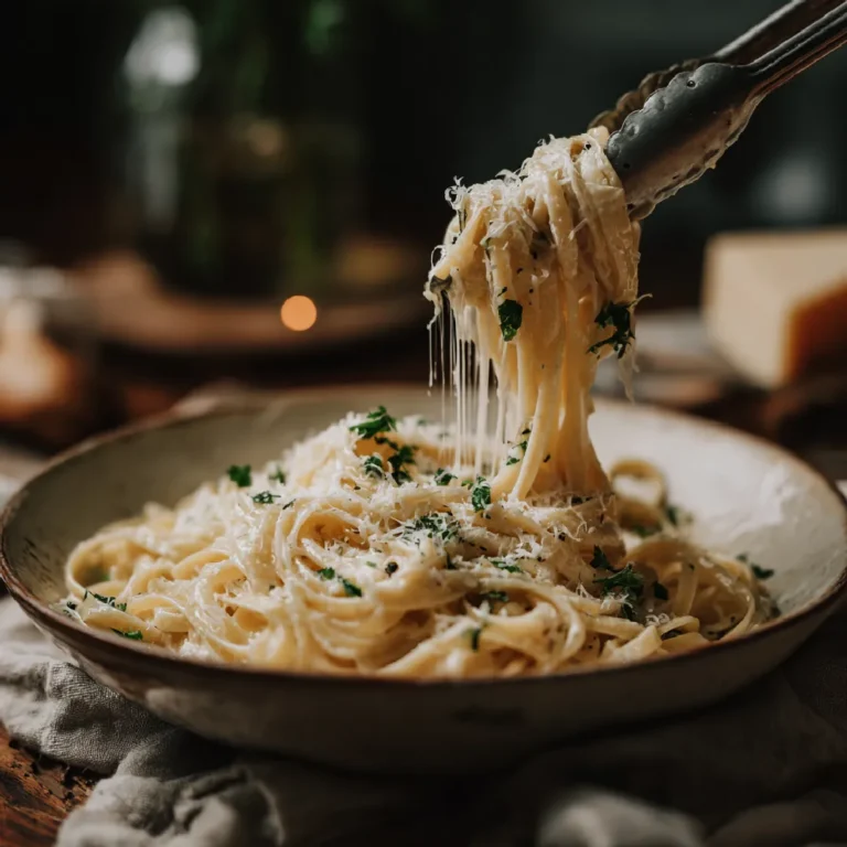 Creamy Garlic Pasta served from a bowl