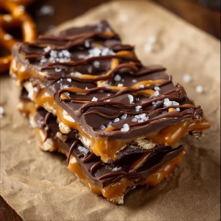 Delicious homemade salted caramel pretzel bark with a sweet, salty flavor