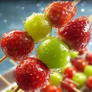 Tanghulu candied hawthorn skewers with a shiny sugar coating